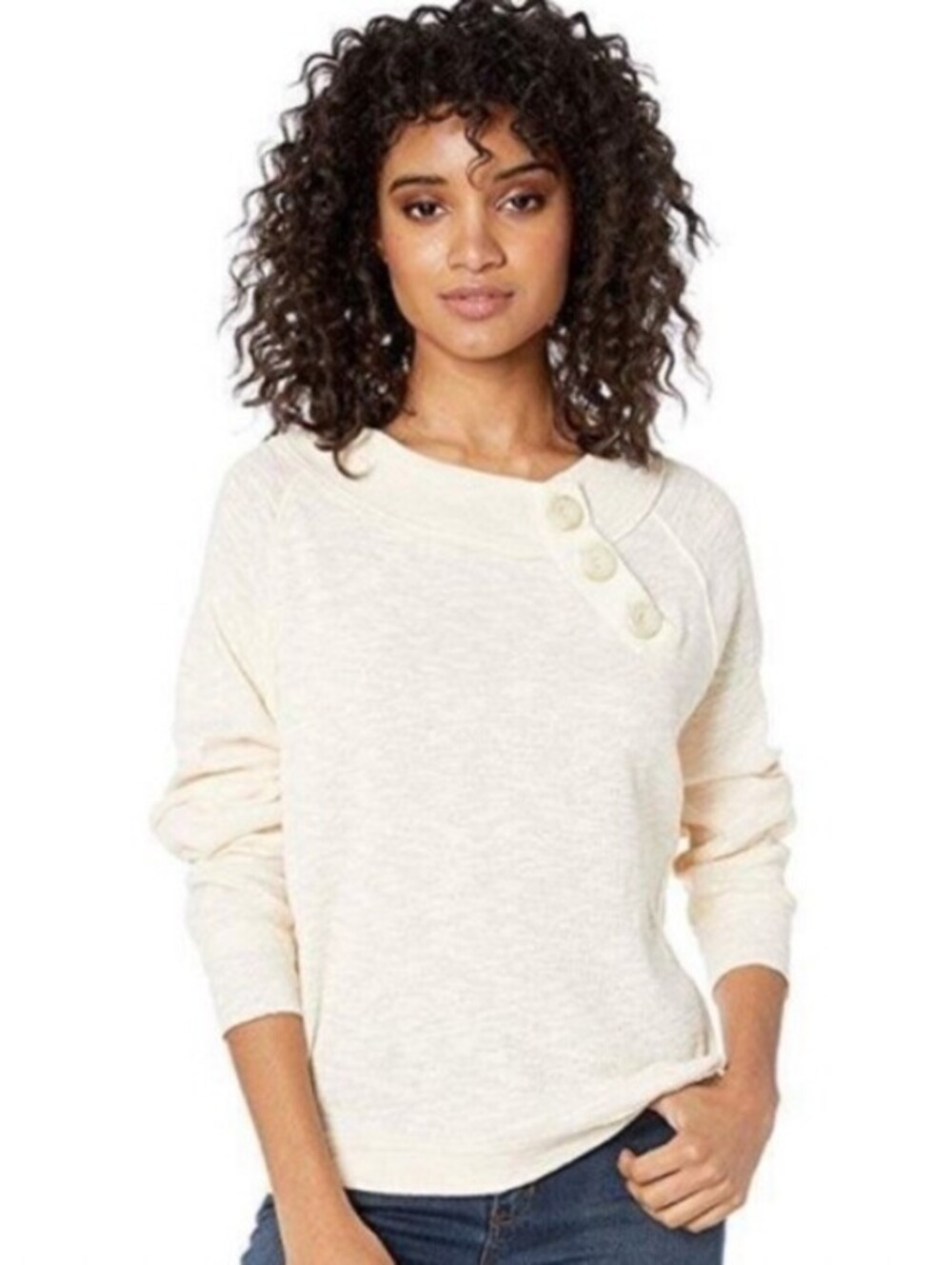 We the Free Cream Button Don’t Forget Me Lightweight Sweater - Size - XS